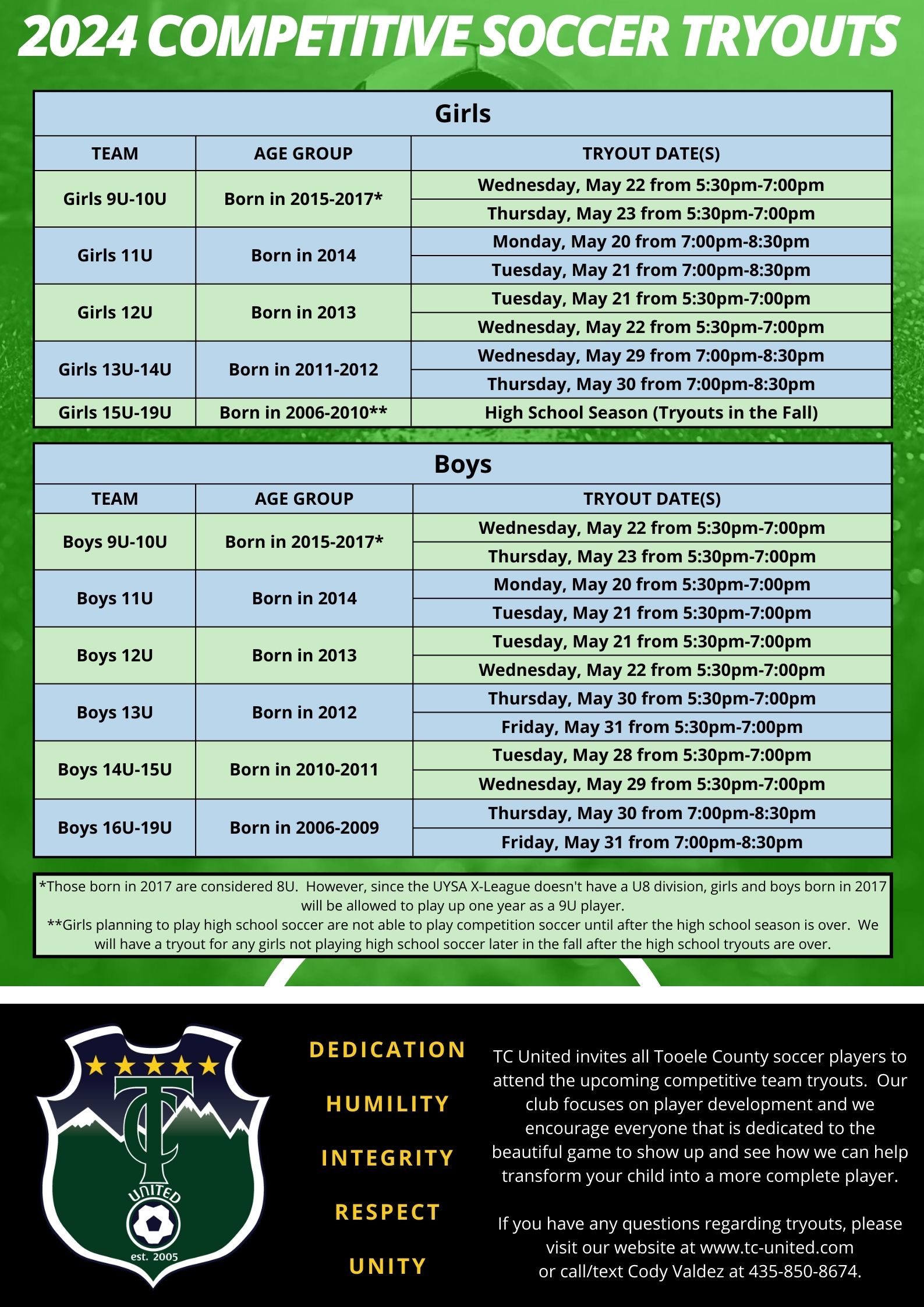 TC United Tryouts Poster